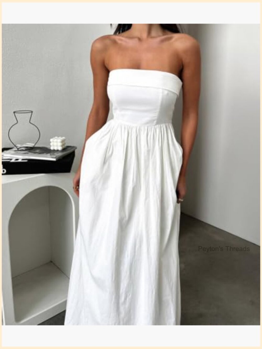 Strapless Maxi Tube Dress Pleated Flowy Wedding Guest Party - Picture 2 of 7
